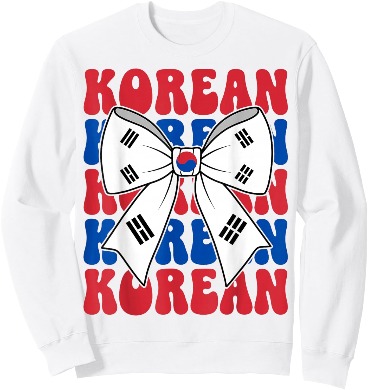 Korean Coquette Bow Korea Flag Retro Groovy Korean Girl Sweatshirt - Sweatshirt | White