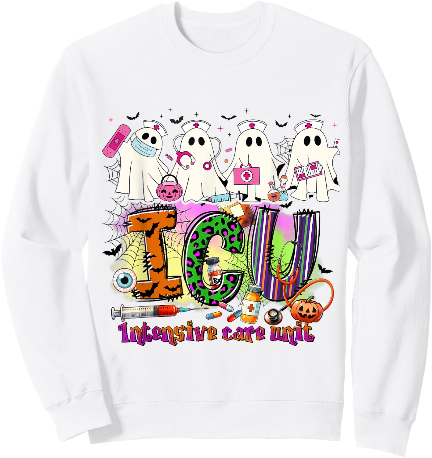 Ghost Nurse ICU Halloween Intensive Care Scare Unit Nursing Sweatshirt - Sweatshirt | White