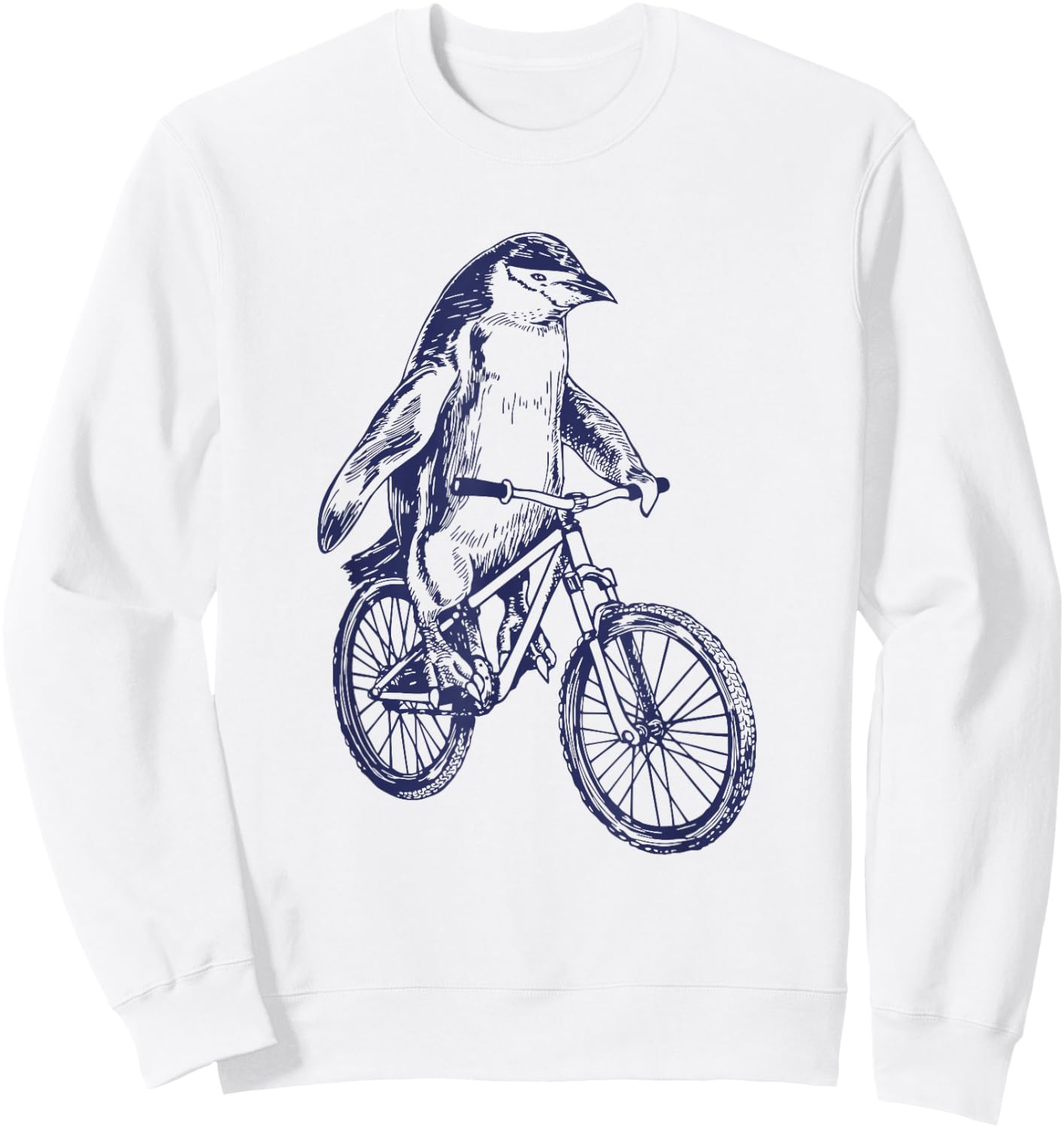 Penguin Cycling Bicycle Funny Biker Cool Cyclist Biking Bike Sweatshirt - Sweatshirt | White