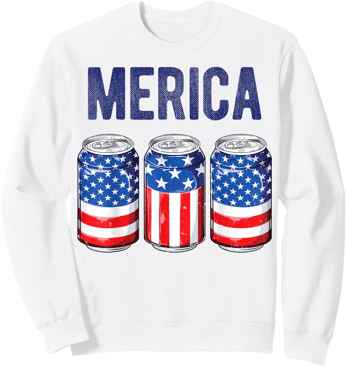 Beer American Flag 4th of July Men Women Merica USA Drinking Sweatshirt - Sweatshirt | White