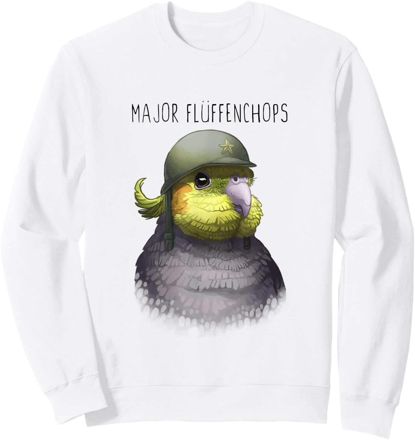 Major Fluffenchops Cockatiel Sweatshirt - Sweatshirt | White