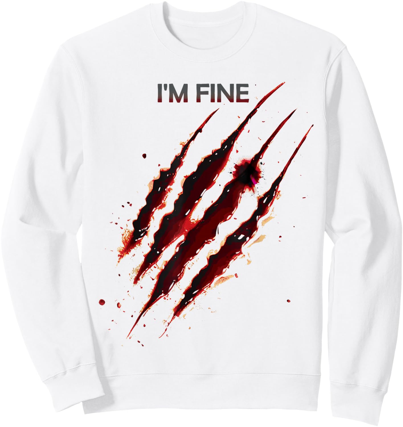 I'm Fine Bloody Shirt Zombie Blood Splatter Halloween Sweatshirt - Sweatshirt | White