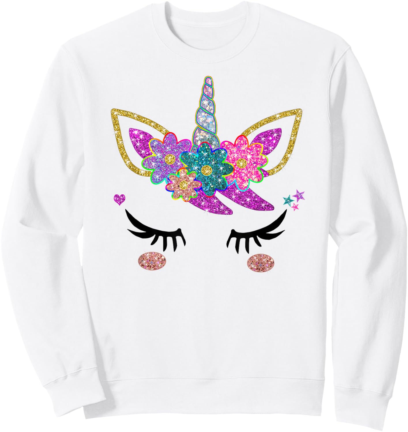 Rainbow Unicorn Face Shirt, Cute Unicorn Birthday Outfit Sweatshirt - Sweatshirt | White