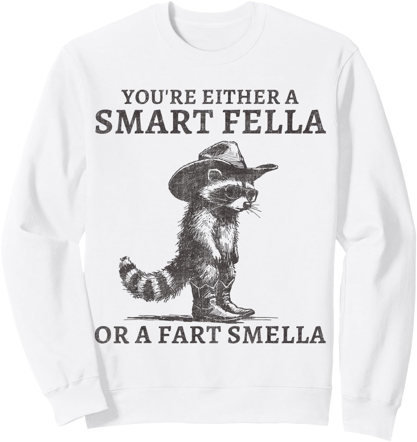 You're Either A Smart Fella Or A Fart Smella Funny Raccoon Sweatshirt - Sweatshirt | White