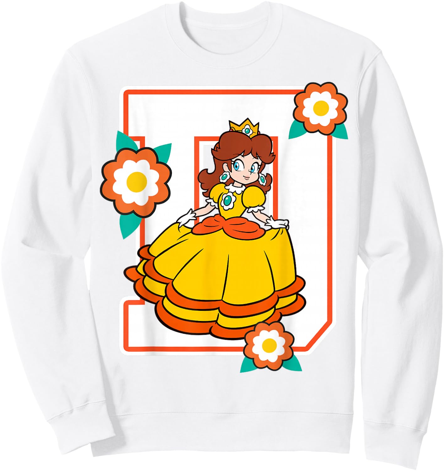 Super Mario Daisy Flowers Poster Graphic Sweatshirt - Sweatshirt | White