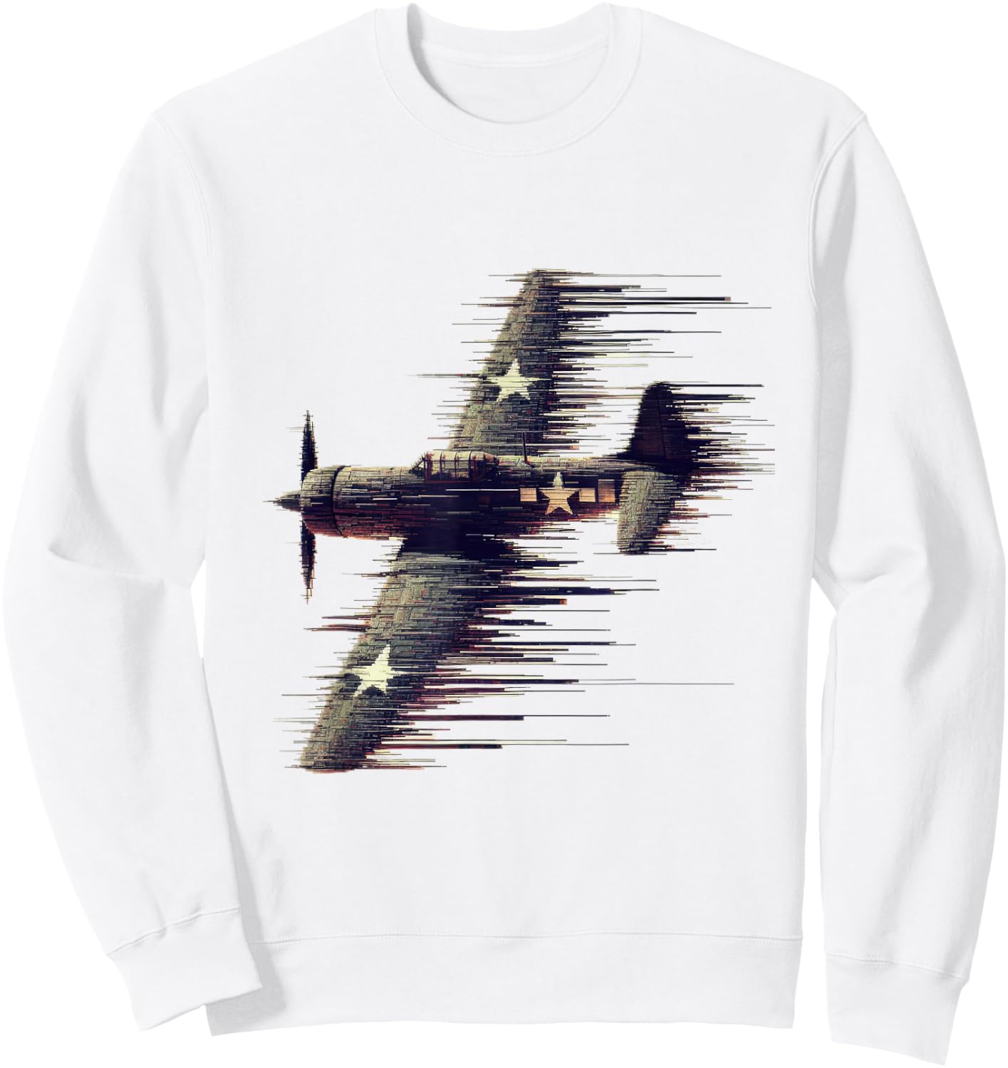 WW2 Distressed Airplane Noisy Jitter Vintage Aviation Sweatshirt - Sweatshirt | White
