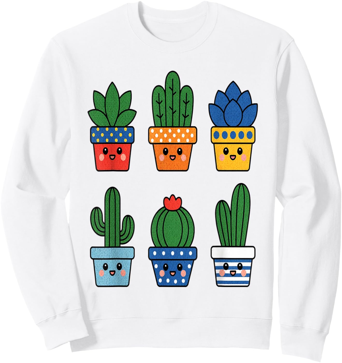 Cute Cactus pots Men Women Kids Toddlers Boys Girls Sweatshirt - Sweatshirt | White