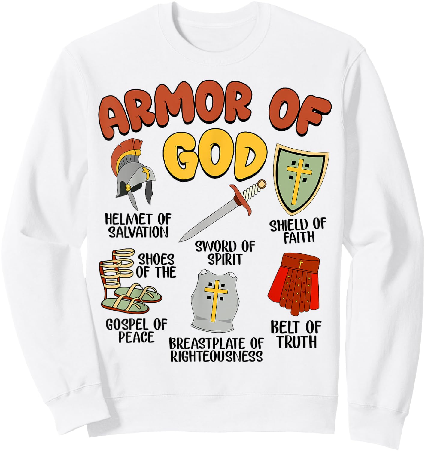 Toddler Armor of God Boy Kids Funny Christian Jesus is King Sweatshirt - Sweatshirt | White