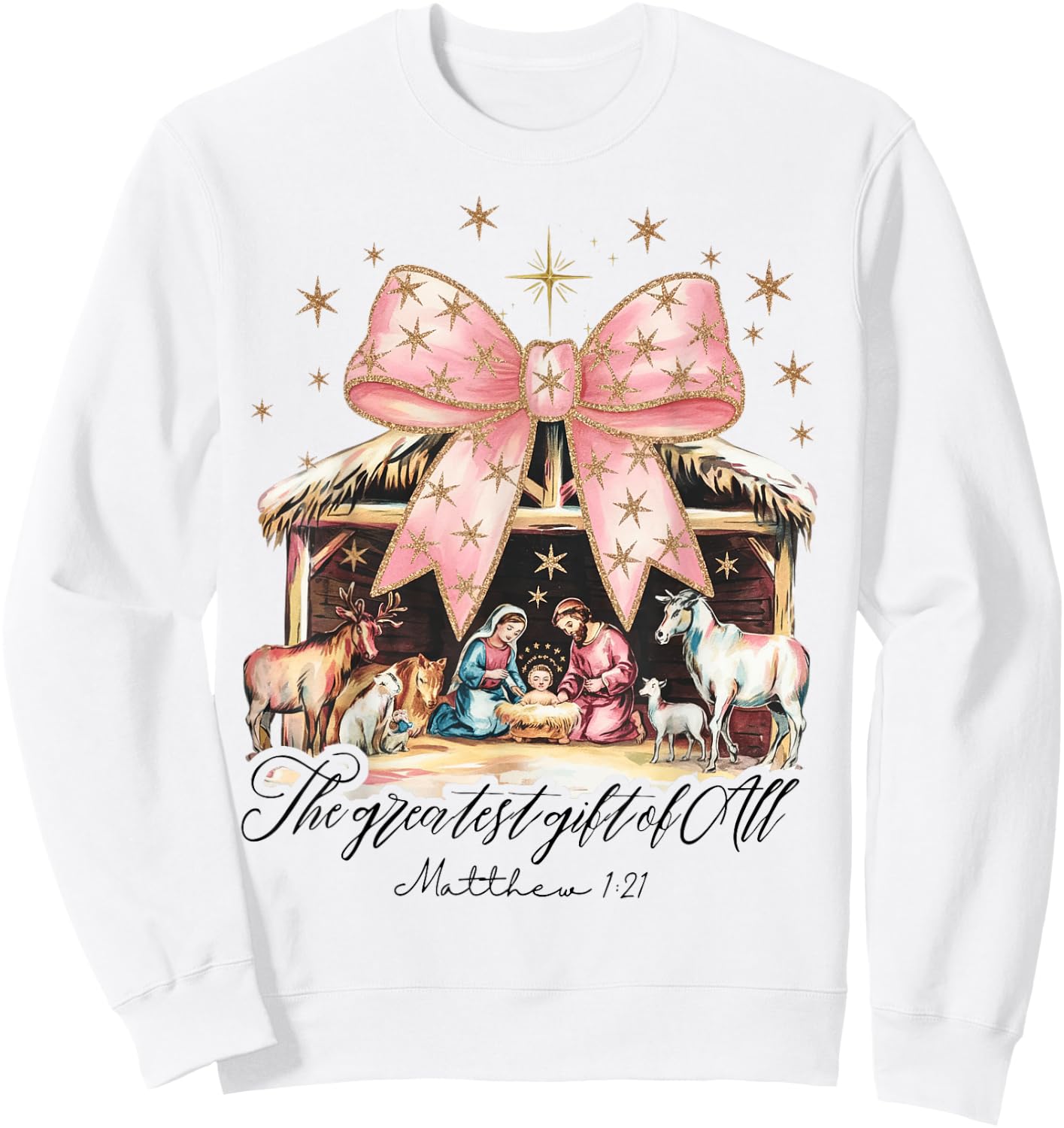 The Greatest Gift Of All Nativity Jesus Christian Christmas Sweatshirt - Sweatshirt | White