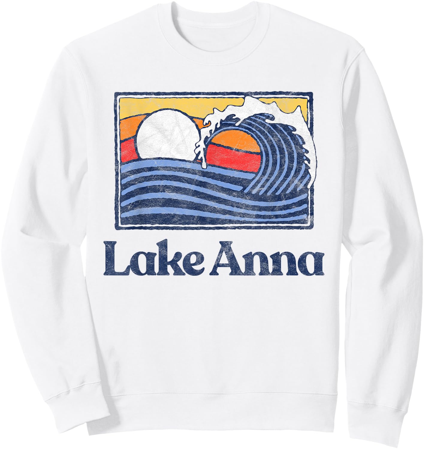 Lake Anna Retro Surfer Vintage Beach & Wave Graphic Women Kids Sweatshirt - Sweatshirt | White