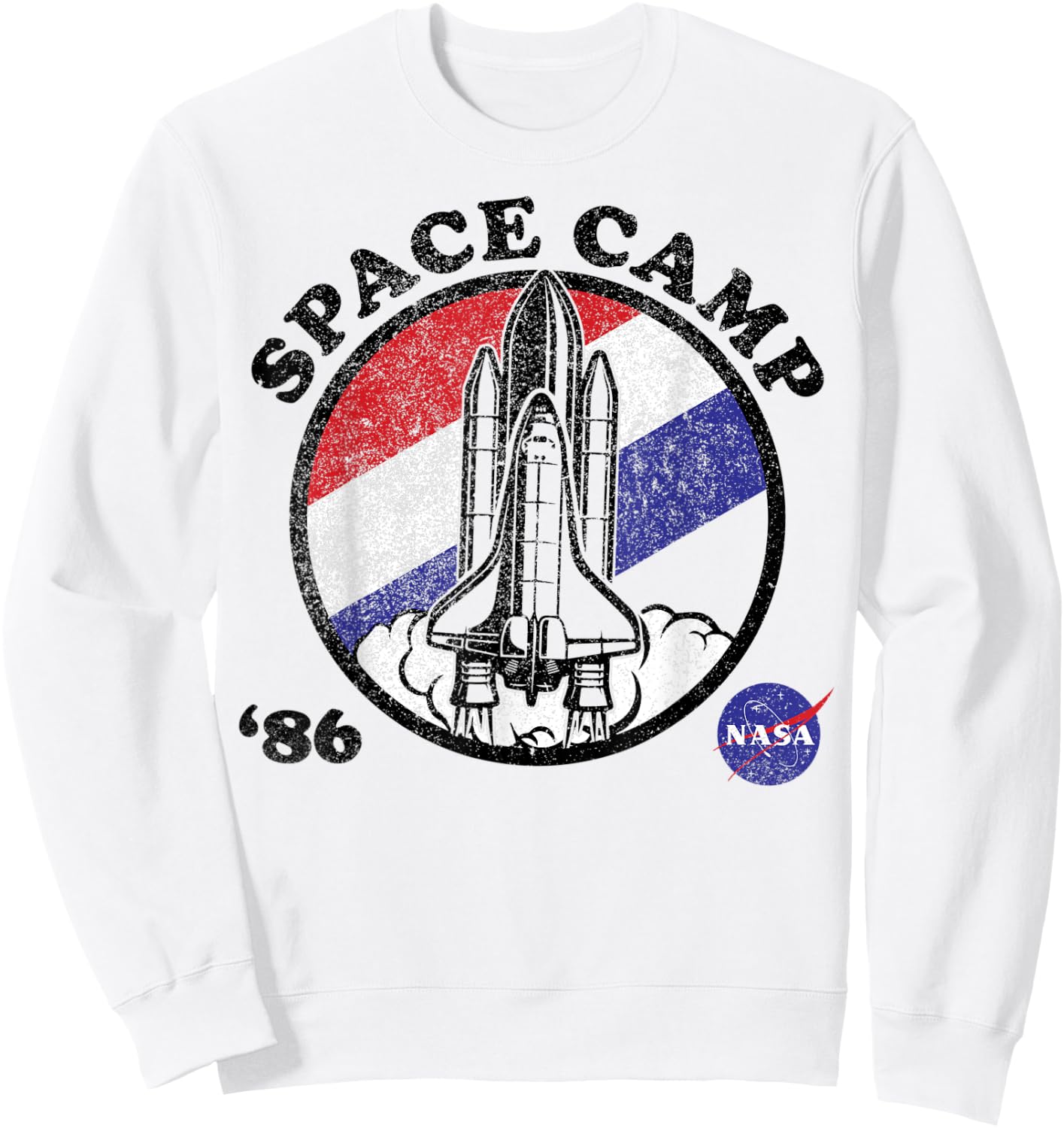 NASA Space Camp Red White Blue '86 Badge Sweatshirt - Sweatshirt | White