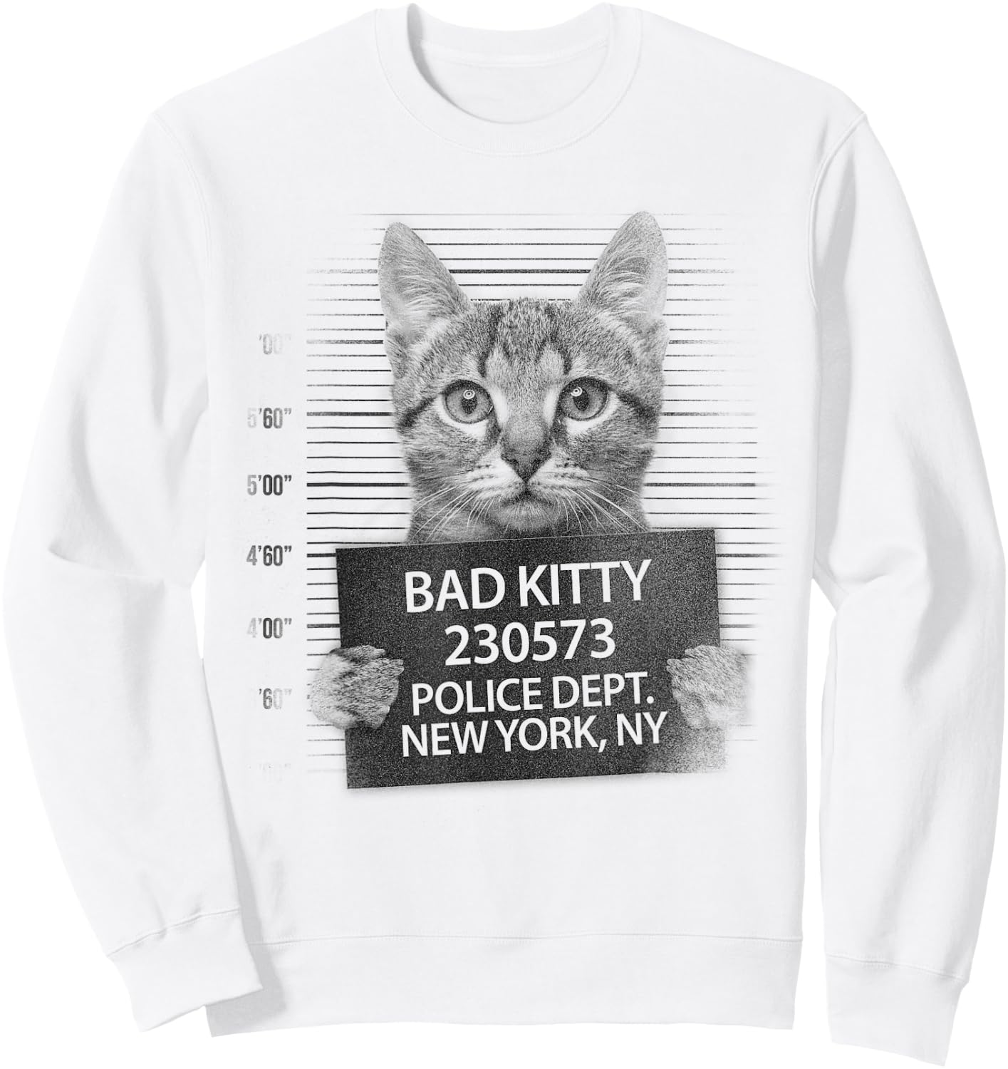Funny Cute Bad Kitty Cat Sweatshirt - Sweatshirt | White