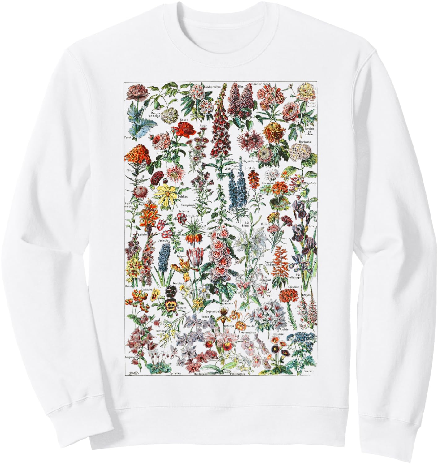 Vintage Flower Botanical Chart flower chart Sweatshirt - Sweatshirt | White