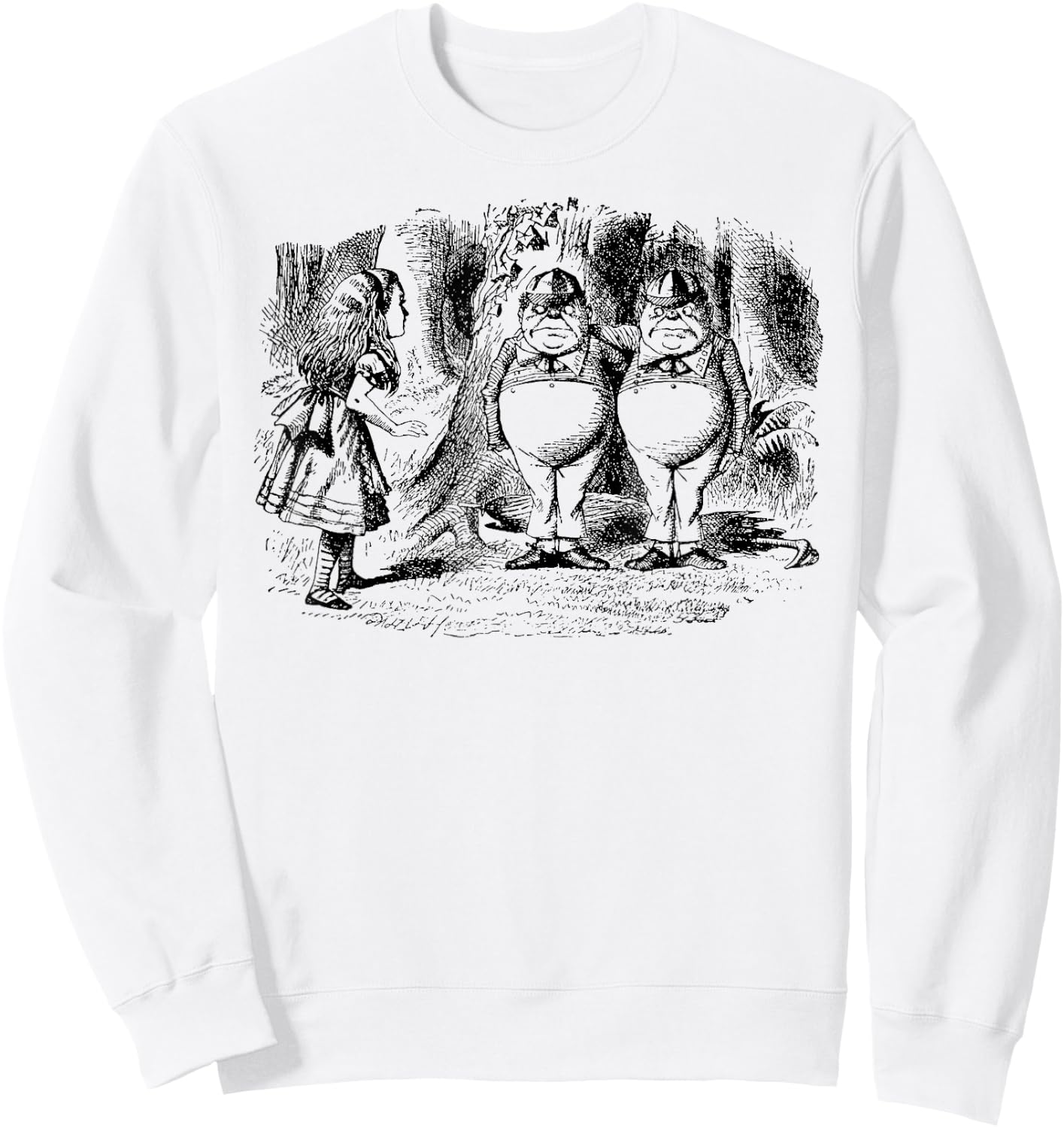 Alice Tweedle Dee and Tweedle Dum in Wonderland Sweatshirt - Sweatshirt | White