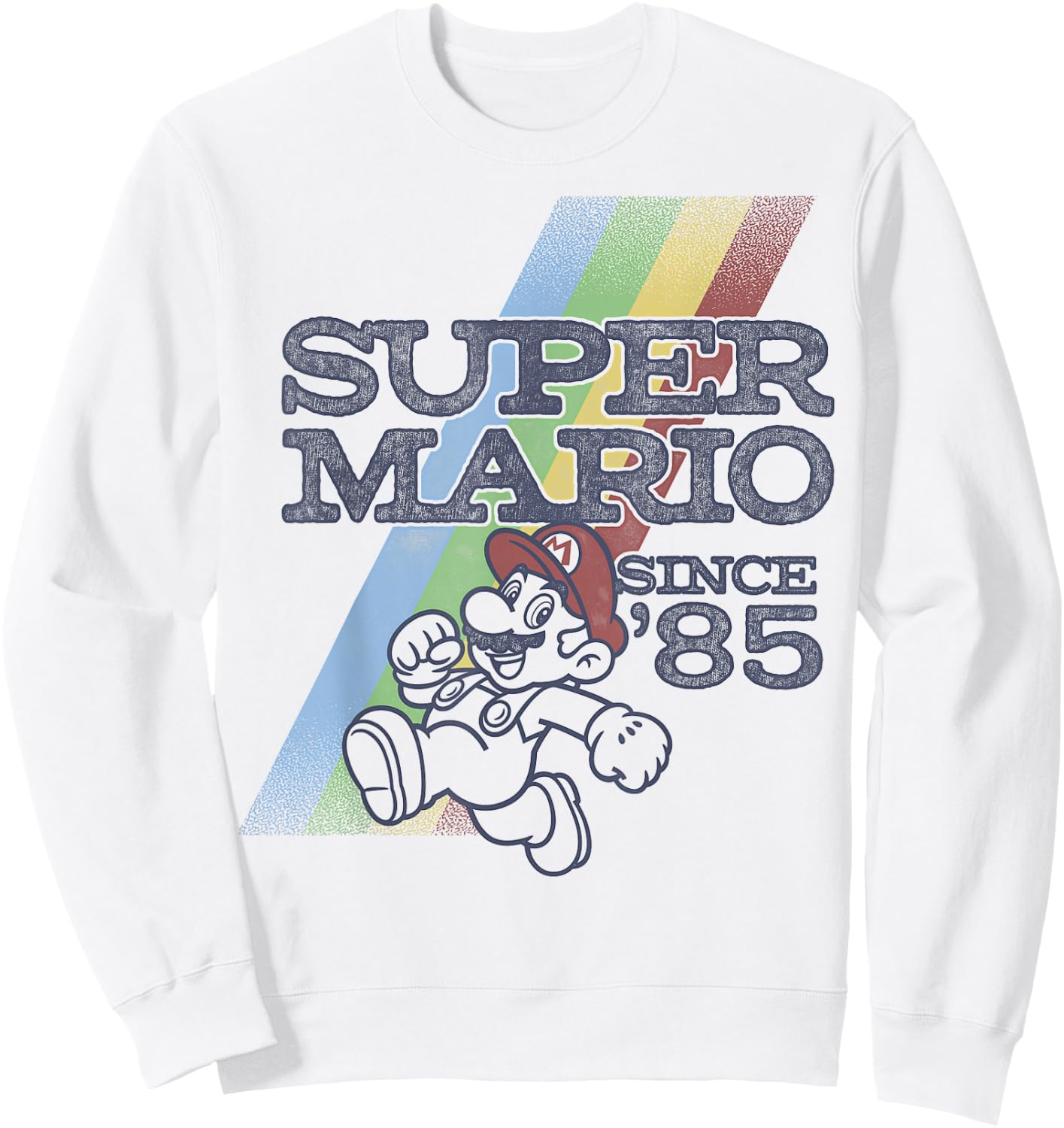 Nintendo Super Mario Retro Rainbow '85 Graphic Sweatshirt - Sweatshirt | White