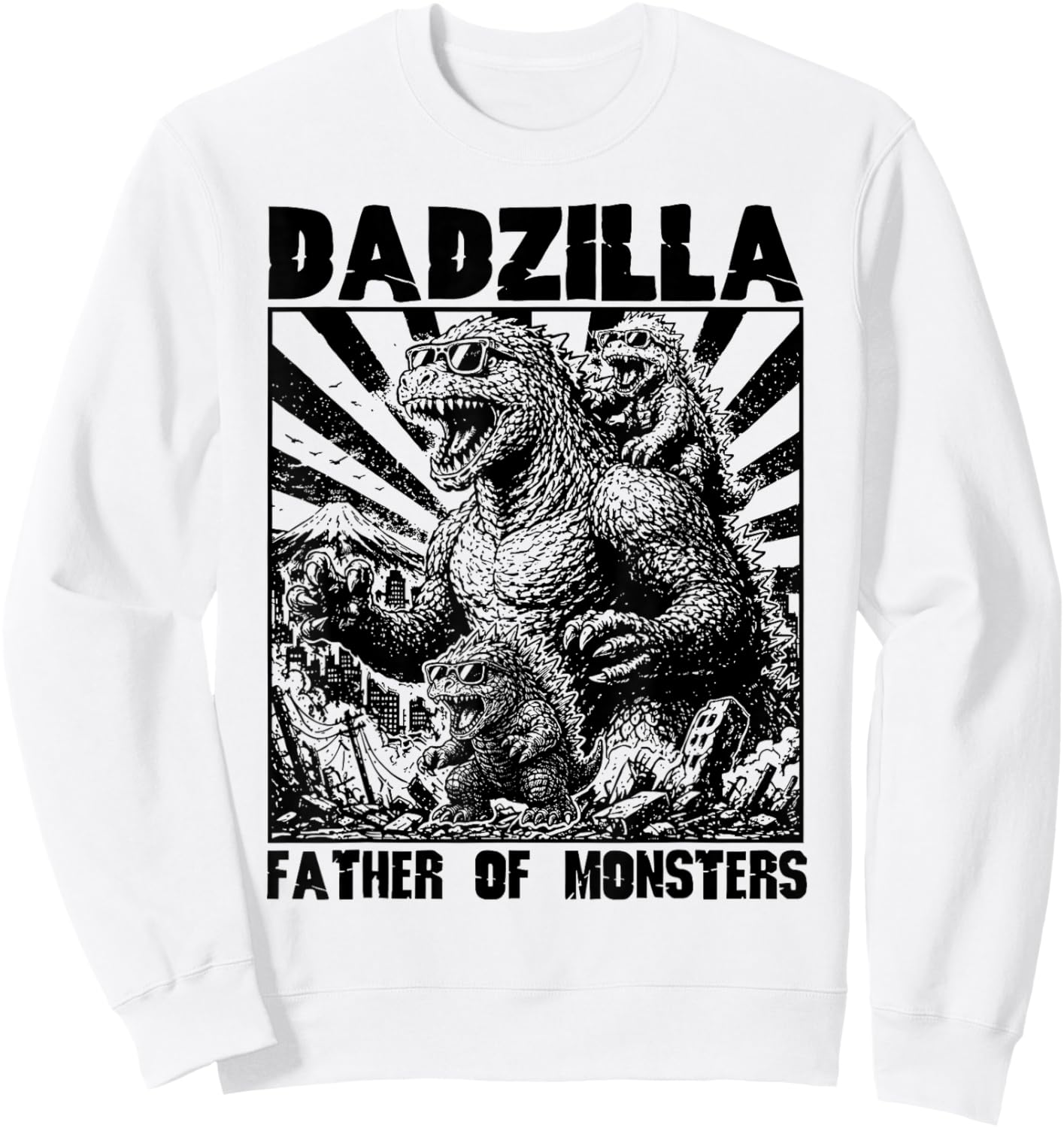 Dadzilla Father of Monsters Funny Dad Sweatshirt - Sweatshirt | White