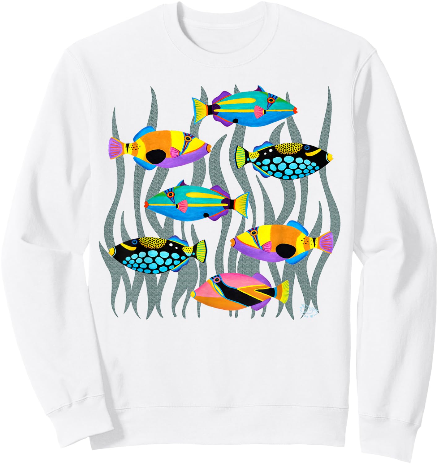 Hawaiian Triggerfish Coral Reef Tropical Fish Sweatshirt - Sweatshirt | White