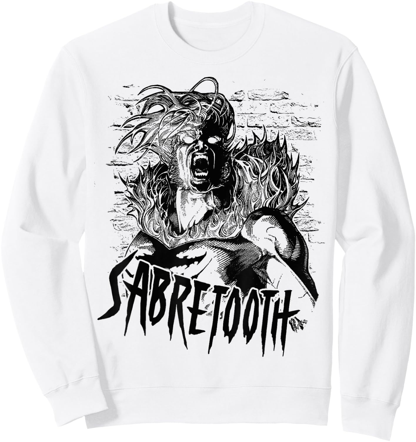 Marvel X-Men Sabretooth Tonal Blackout Graphic Sweatshirt - Sweatshirt | White