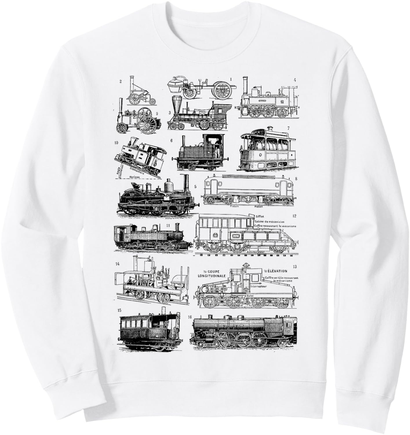 Steam Engine Train Steam Train Locomotive Vintage Chart Sweatshirt - Sweatshirt | White