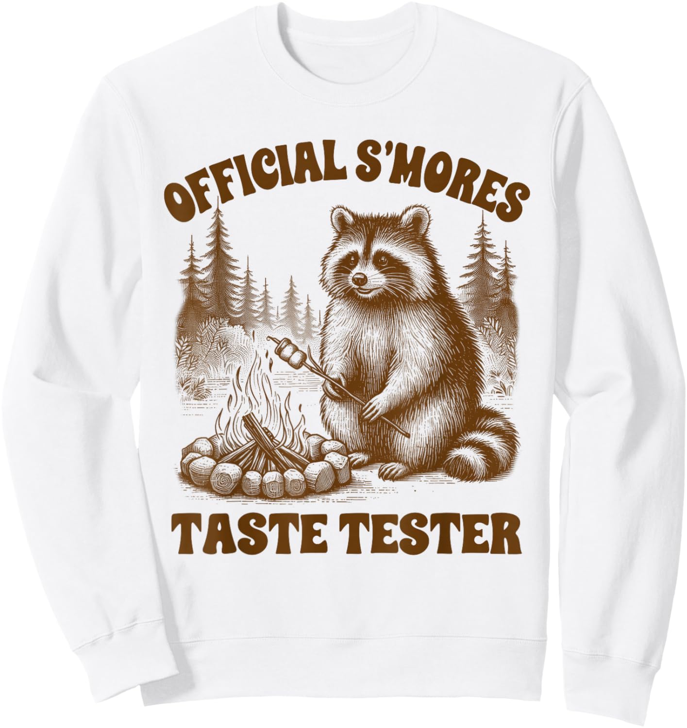 Camping Raccoon Hiking Official S'mores Taste Tester Outdoor Sweatshirt - Sweatshirt | White