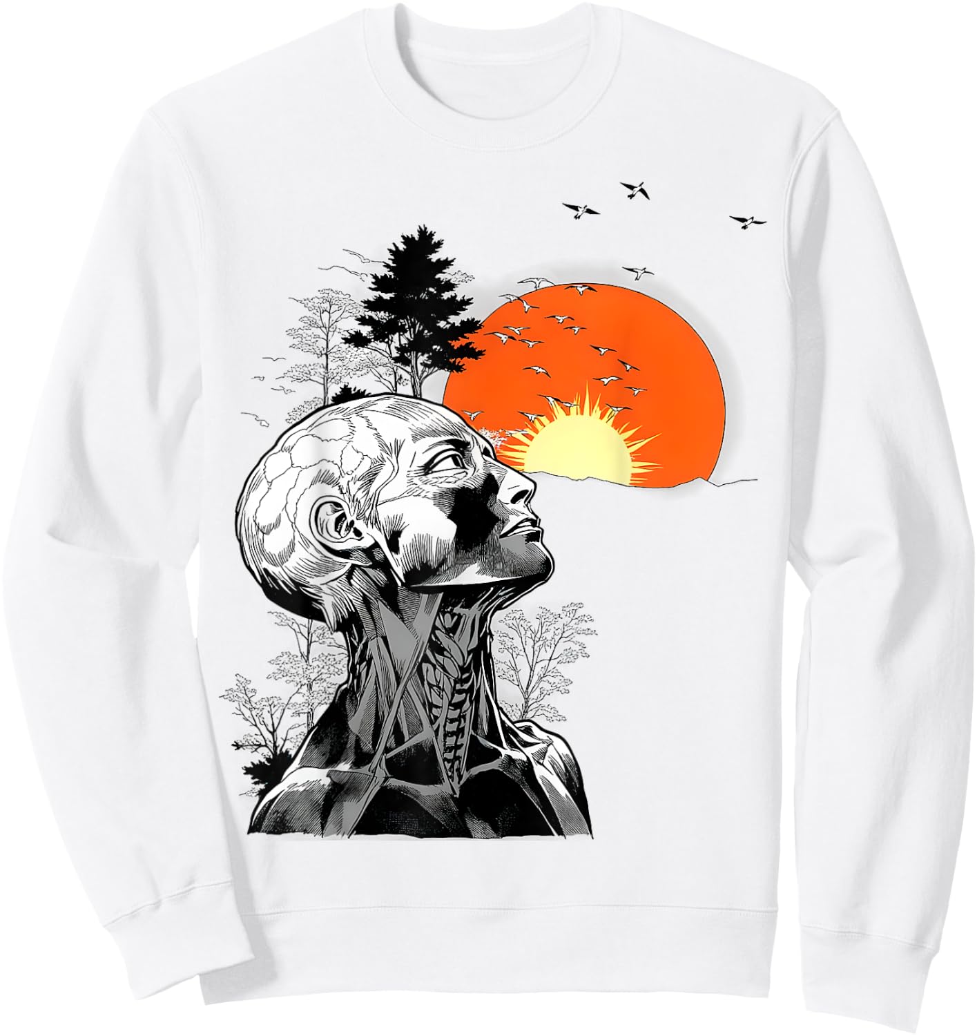 Hangover Human Tree Graphic Sweatshirt - Sweatshirt | White