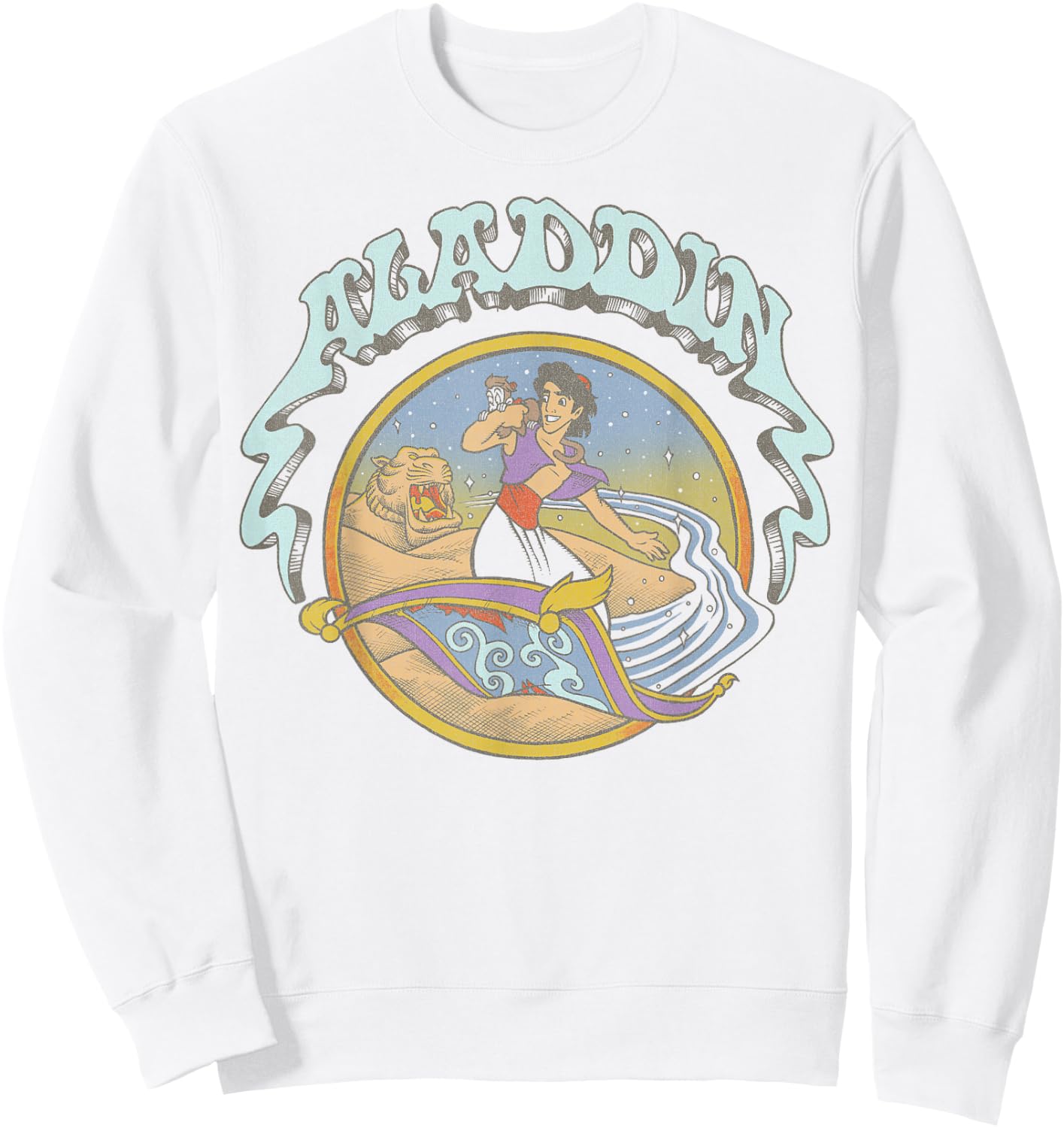 Disney Aladdin and Abu Magic Carpet Surfing Sweatshirt - Sweatshirt | White