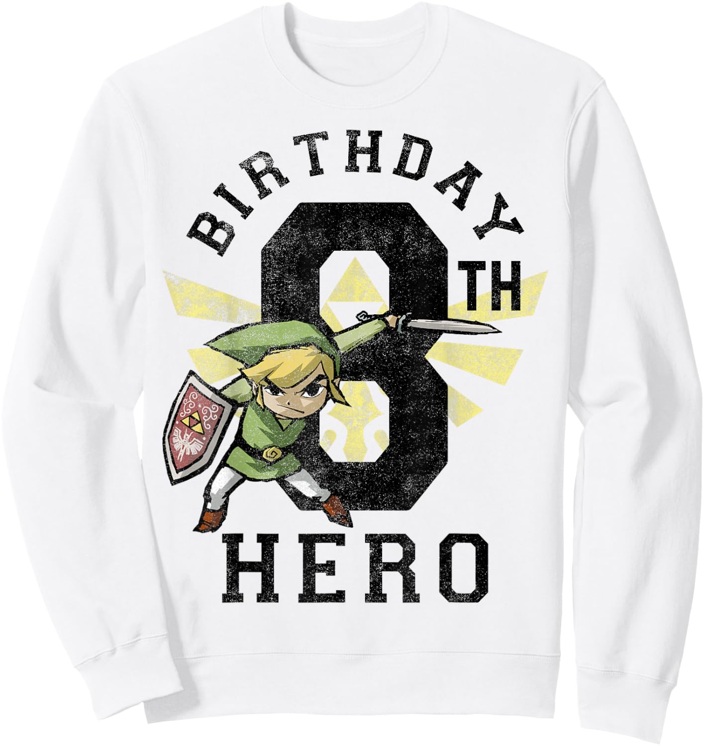 Legend Of Zelda Link 8th Birthday Hero Triforce Logo Sweatshirt - Sweatshirt | White