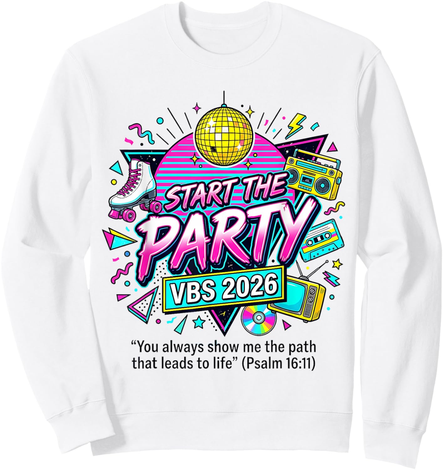 Vintage Start The Party VBS 2026 Boombox Music Teacher Sweatshirt - Sweatshirt | White
