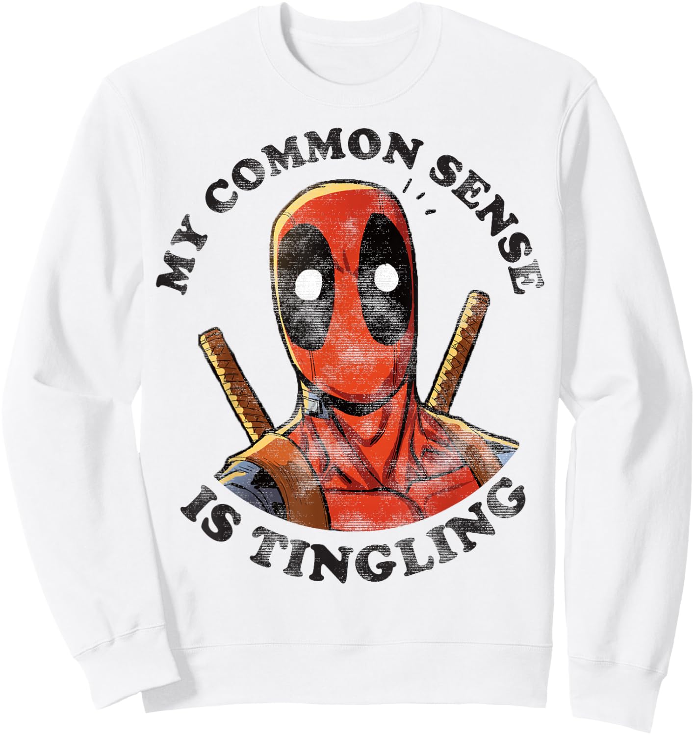 Marvel Deadpool Common Sense is Tingling Graphic Sweatshirt - Sweatshirt | White