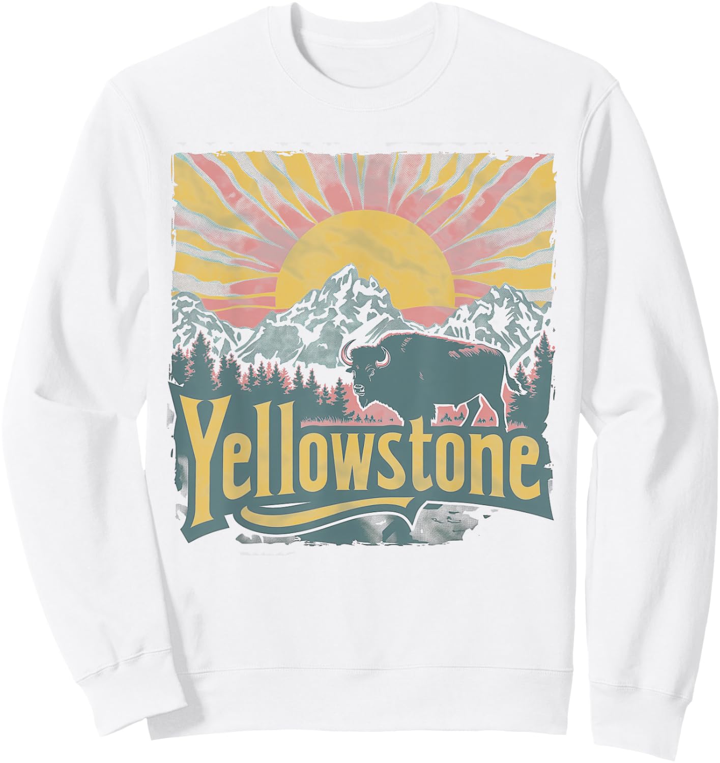 Yellowstone - US National Park Vintage Men Women Kids Retro Sweatshirt - Sweatshirt | White