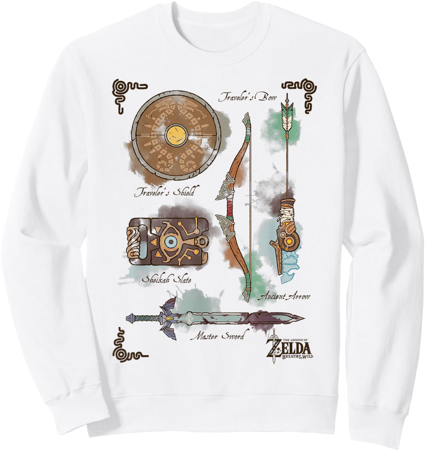 Zelda Breath of The Wild Link Inventory Graphic Sweatshirt - Sweatshirt | White