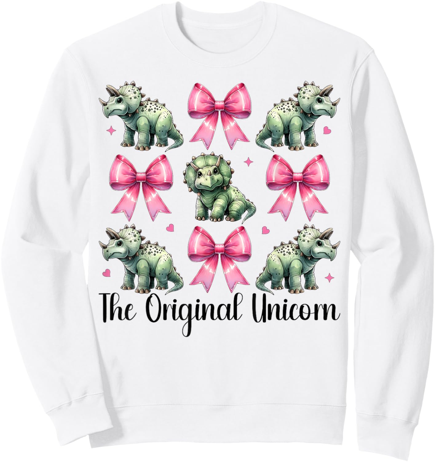 Triceratops Dinosaur Girl Coquette Bow The Original Unicorn Sweatshirt - Sweatshirt | White