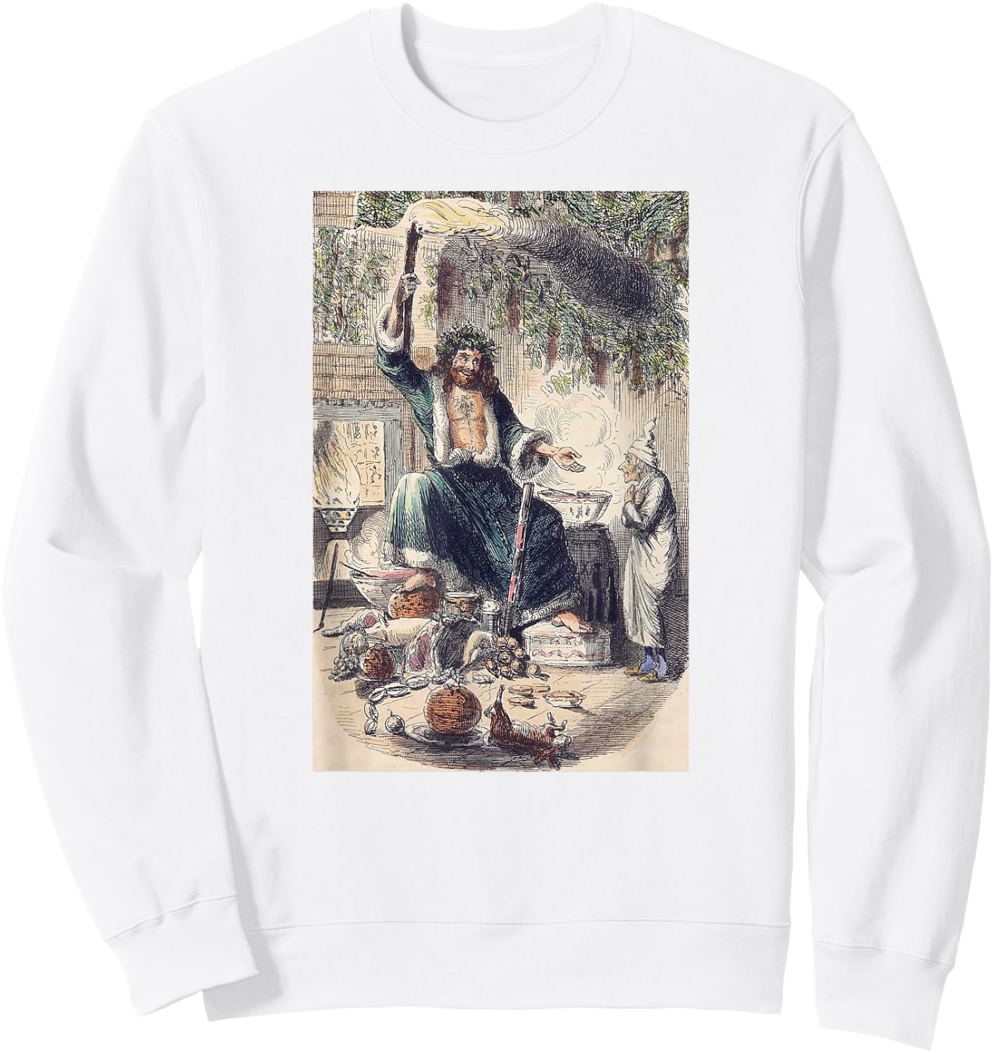 A Christmas Carol Scrooge Shirt- Christmas Present Ghost Sweatshirt - Sweatshirt | White