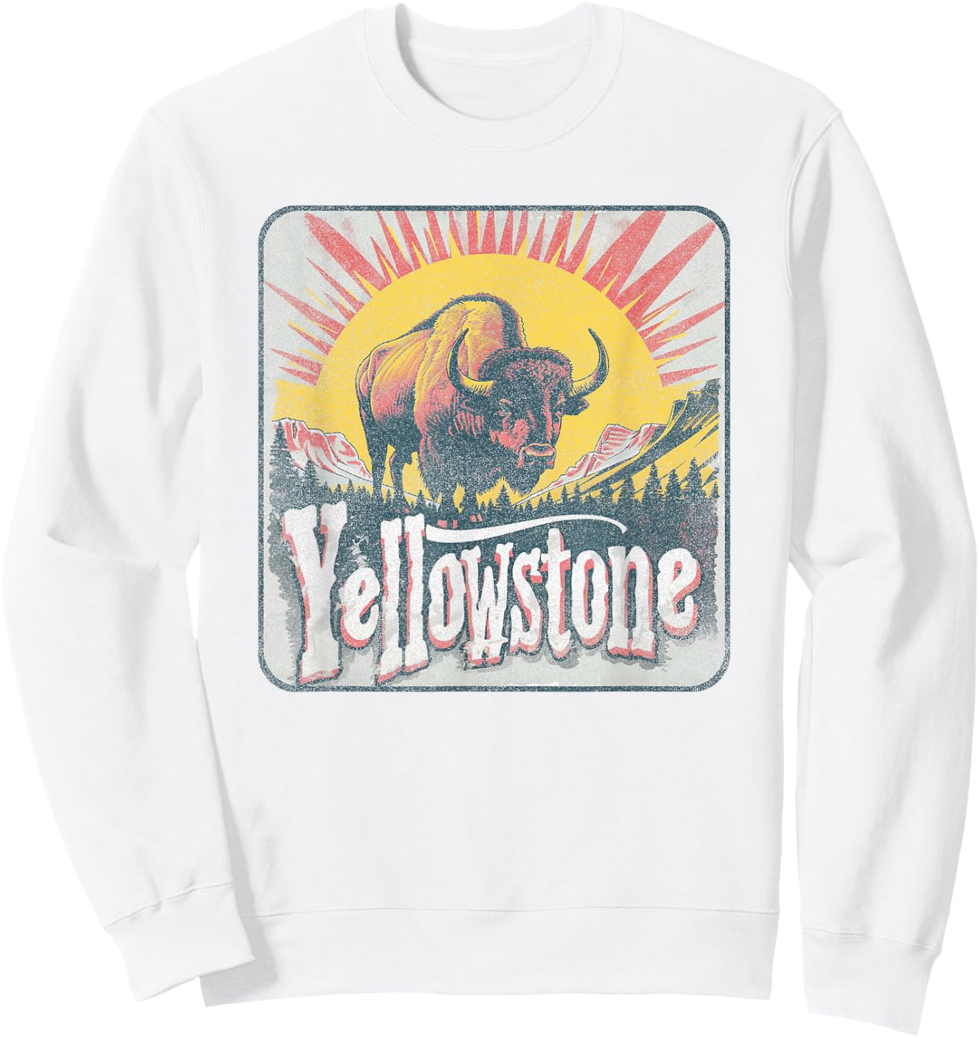 Yellowstone - US National Park Vintage Men Women Kids Retro Sweatshirt - Sweatshirt | White