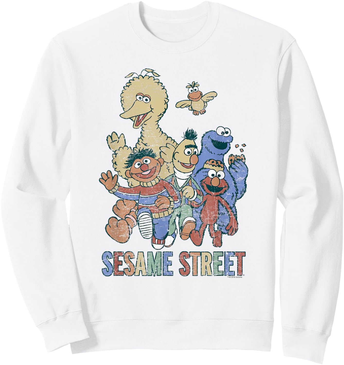 Sesame Street Colorful Group Sweatshirt - Sweatshirt | White