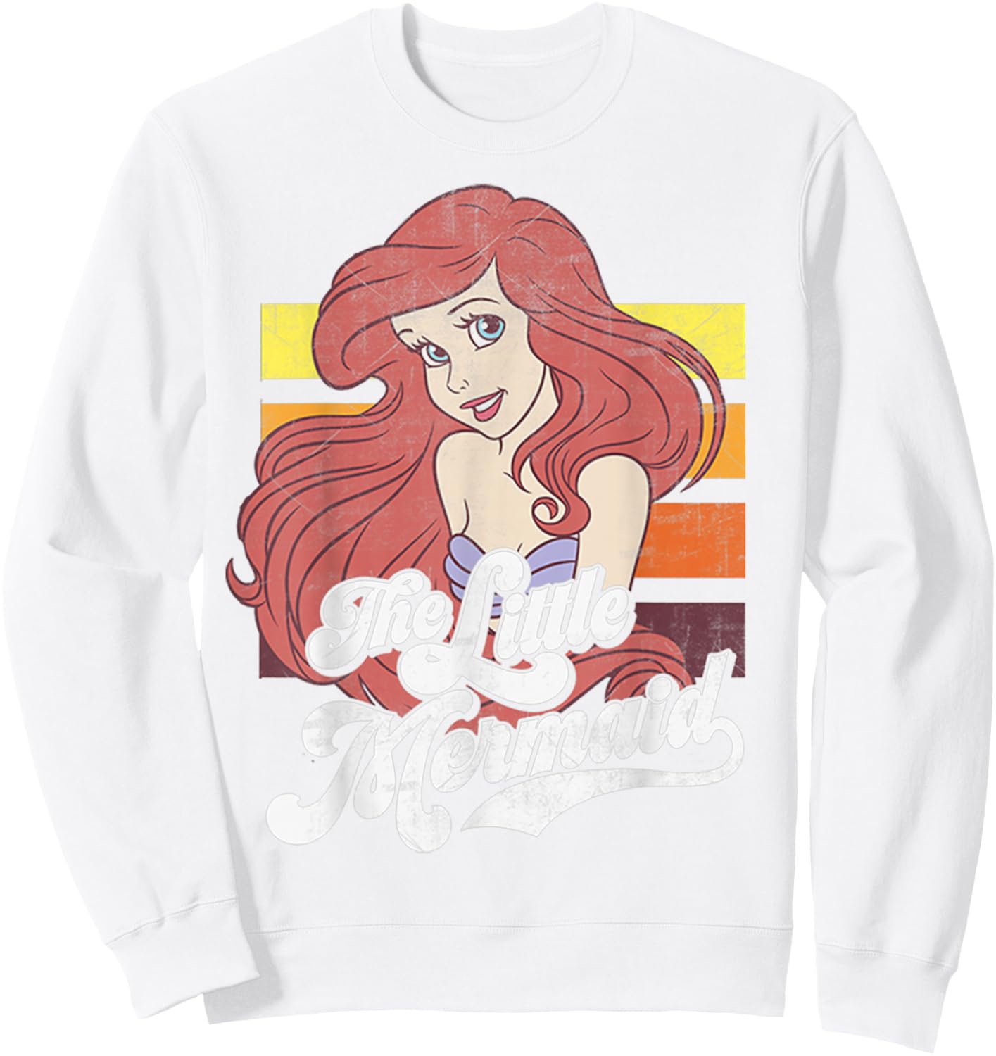 Disney Little Mermaid Vintage Stripes Graphic Sweatshirt - Sweatshirt | White