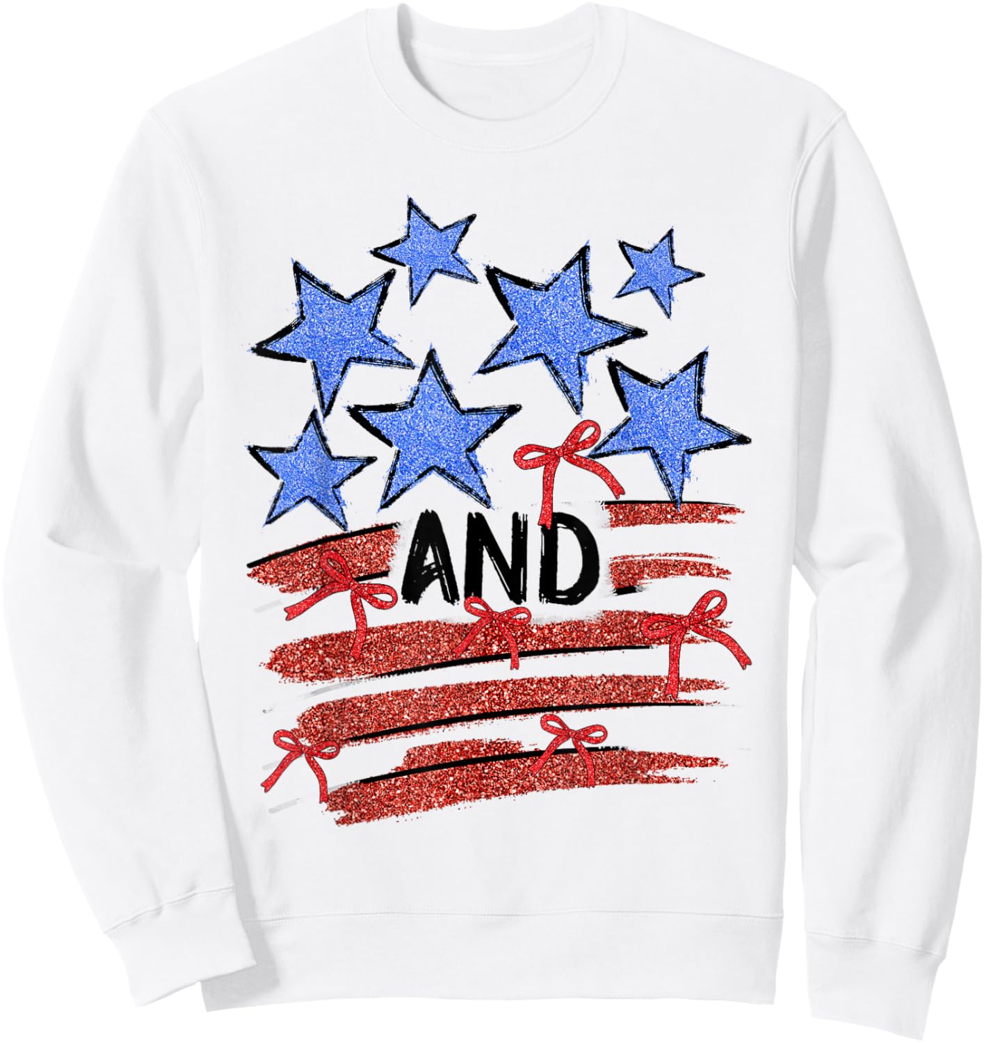 Coquette USA Patriotic American Flag 4th of July Sweatshirt - Sweatshirt | White