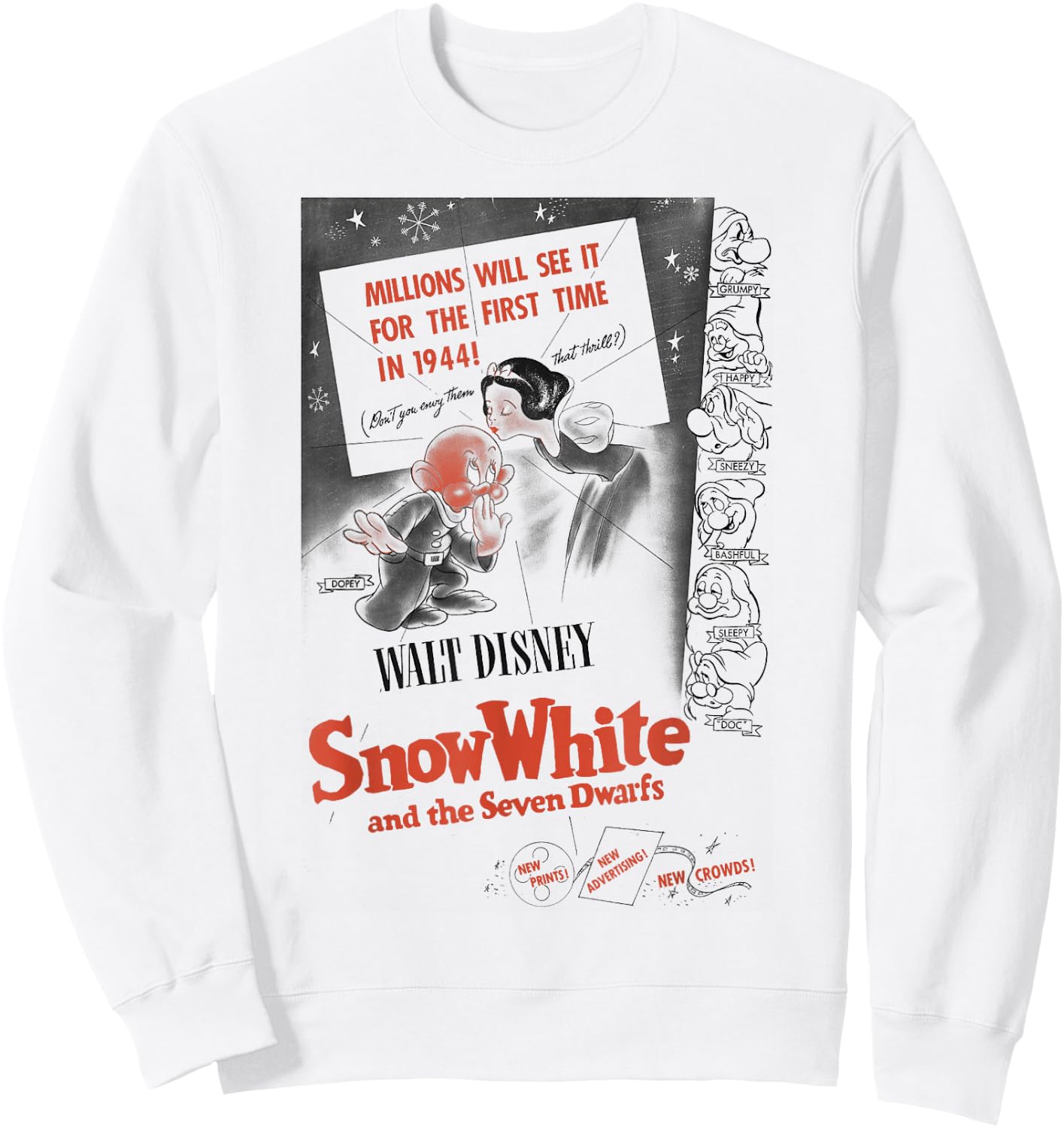 Disney Snow White Vintage Movie Poster Sweatshirt - Sweatshirt | White