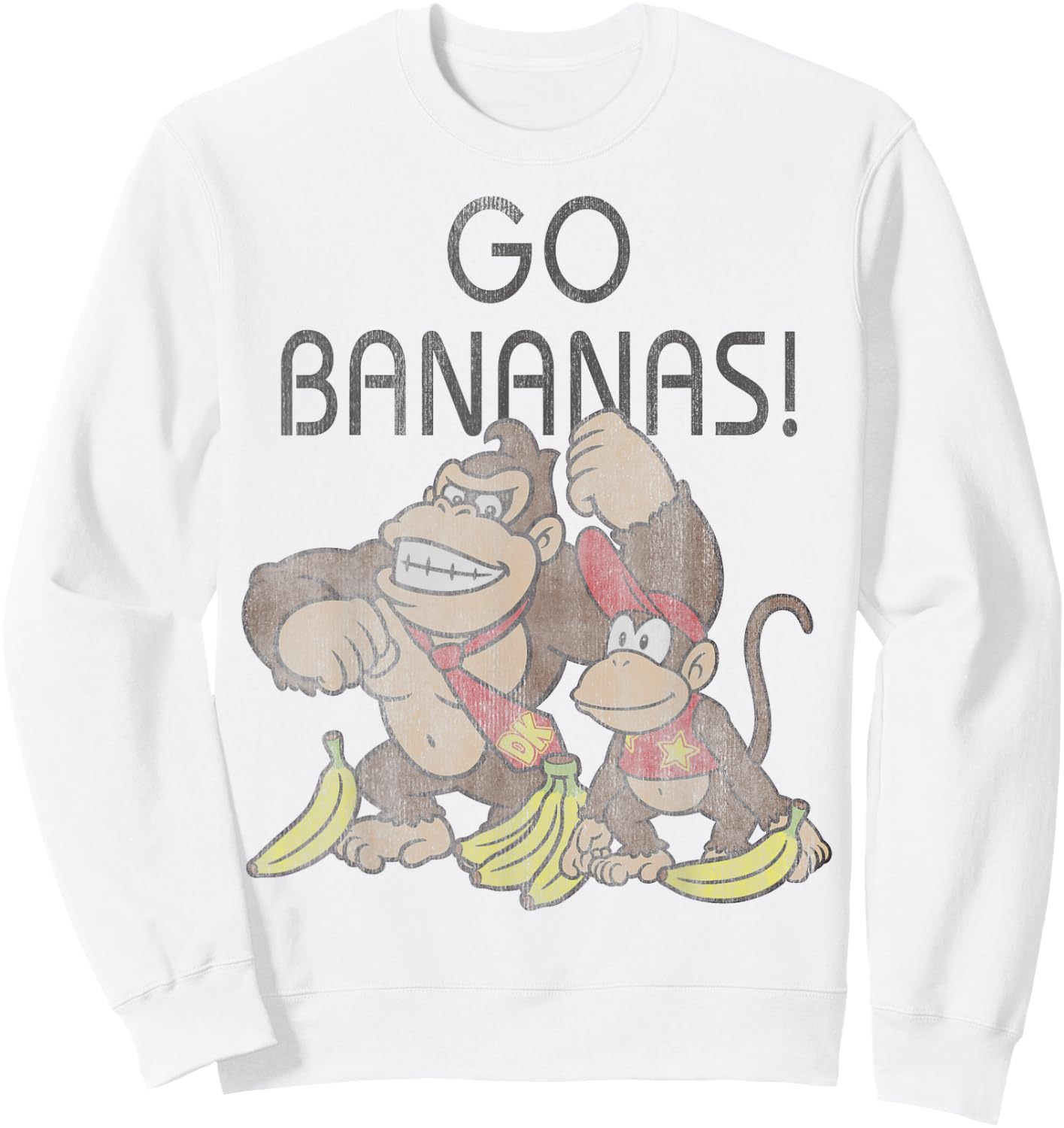 Nintendo Donkey Kong Go Bananas Vintage Graphic Sweatshirt - Sweatshirt | White