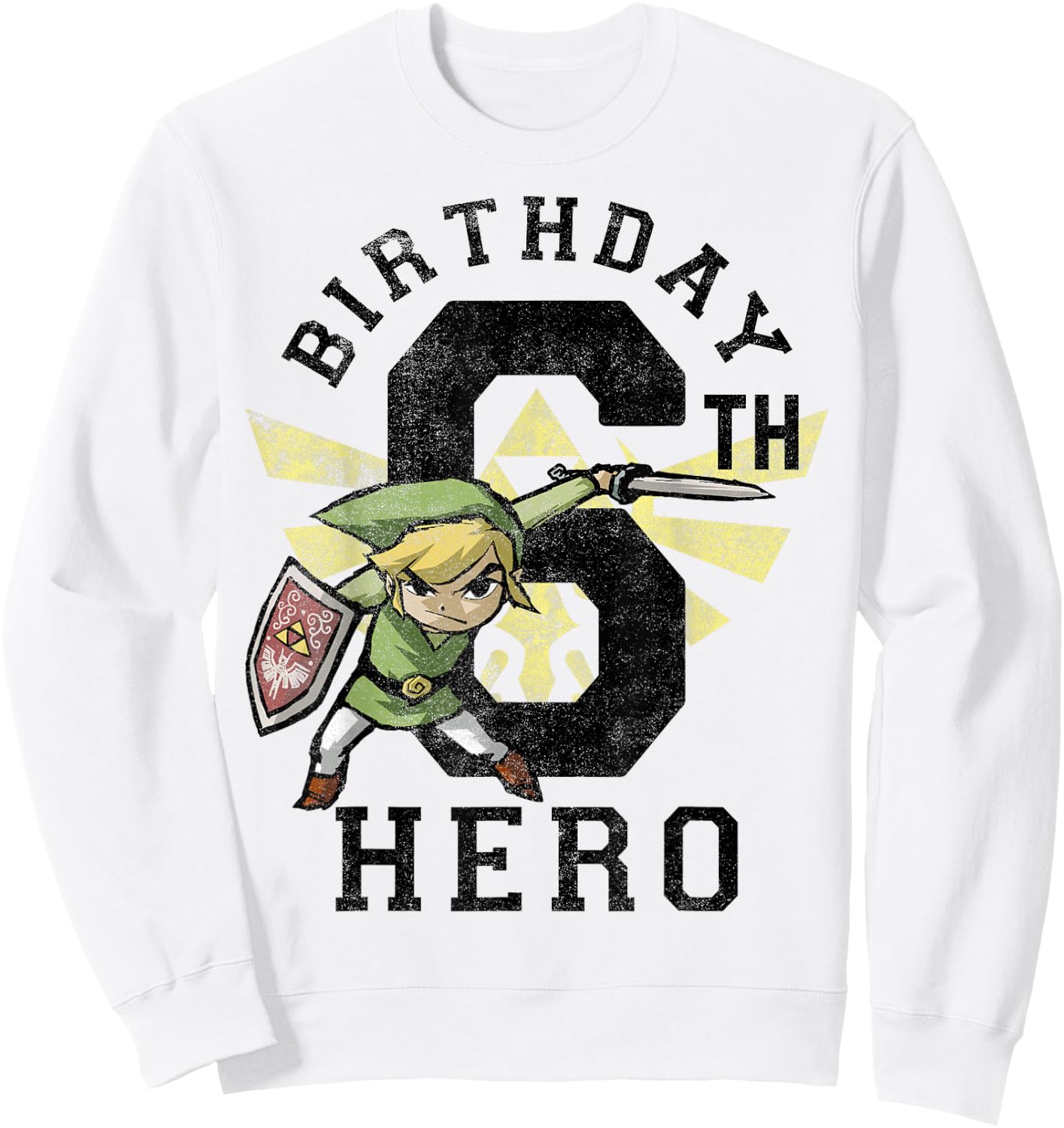 Legend of Zelda Link 6th Birthday Hero Triforce Logo Small Sweatshirt - Sweatshirt | White