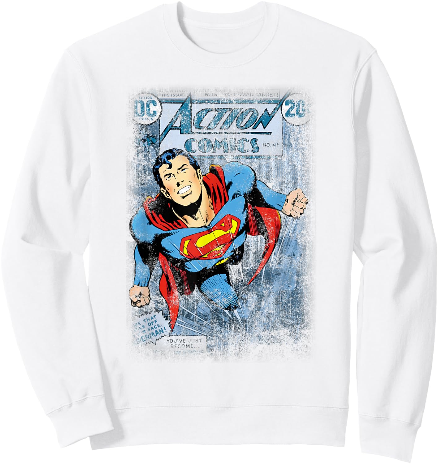 Superman Action #419 Distress T Shirt Sweatshirt - Sweatshirt | White