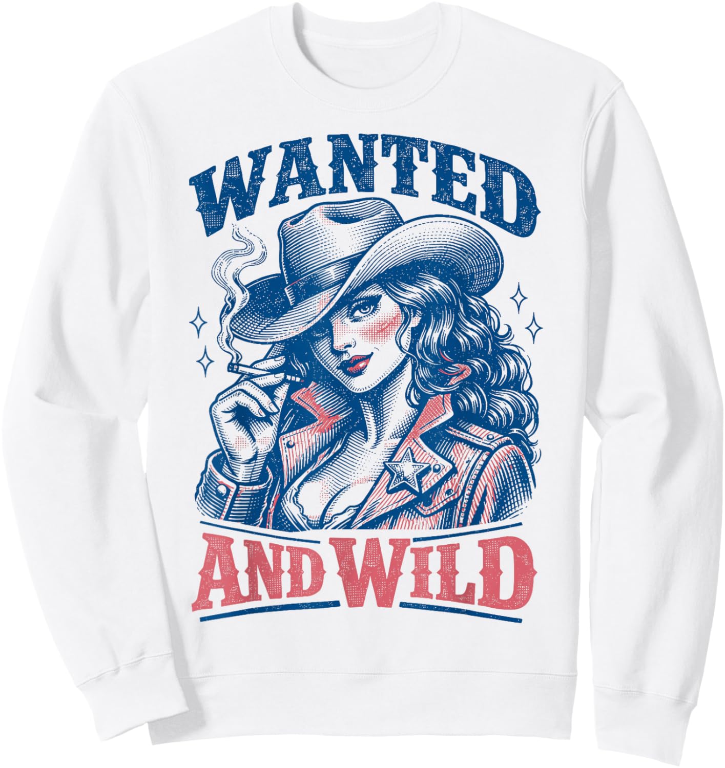 Wanted and Wild Cowgirl Smoking Sweatshirt - Sweatshirt | White