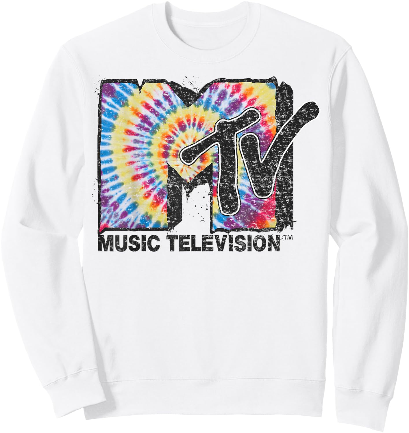 MTV Rainbow Tie Dye Spiral Logo Sweatshirt - Sweatshirt | White