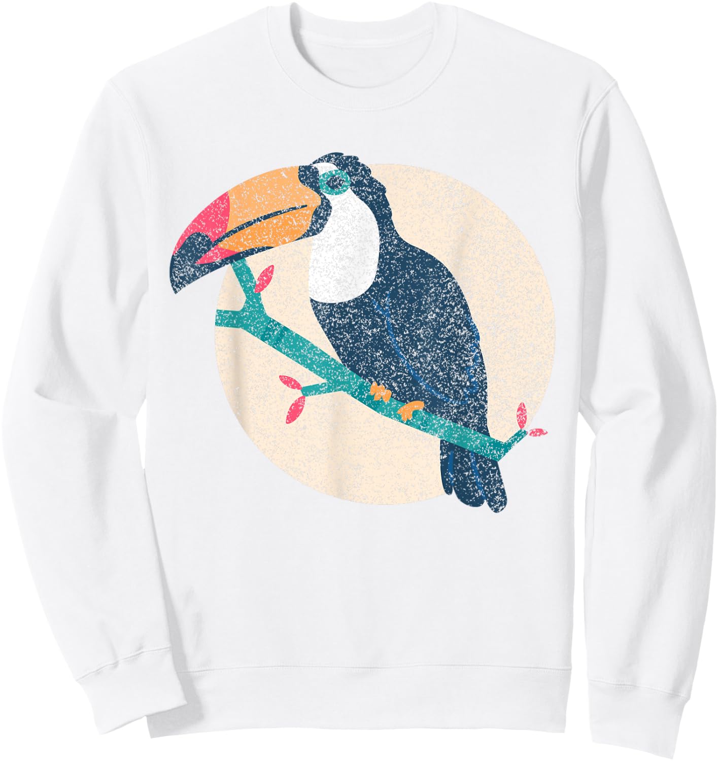 Cool Vintage Distressed Animal Co. - Vintage Distressed Style Toucan - -Adults - Grey - Small - Short Sleeve - Classic Fit - Cotton 50%, Polyester 50% Sweatshirt - Sweatshirt | White