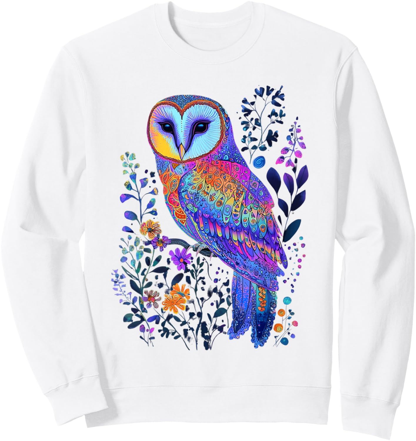 Aesthetic Barn Owl Graphic Cute Bird Women Girls Sweatshirt - Sweatshirt | White