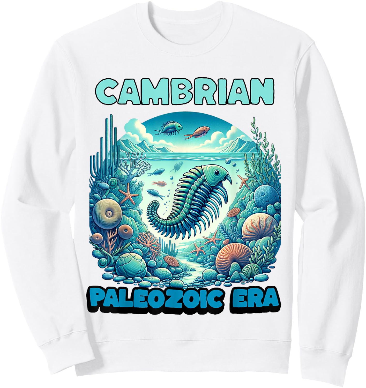 Cambrian Sea Marine Life Ocean Prehistoric Creatures Sweatshirt - Sweatshirt | White