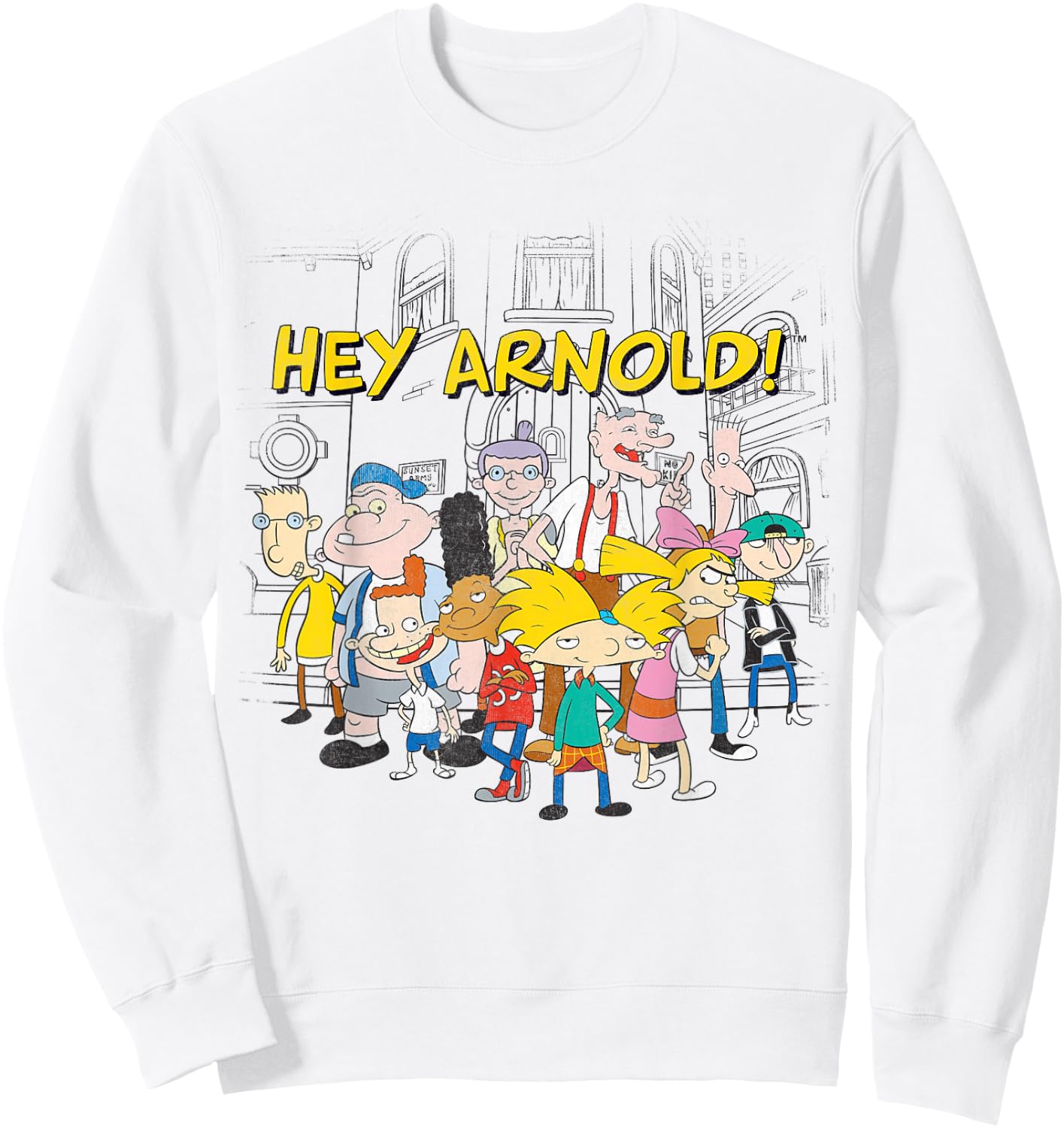 Nickelodeon Hey Arnold Cast Hangout Sweatshirt - Sweatshirt | White