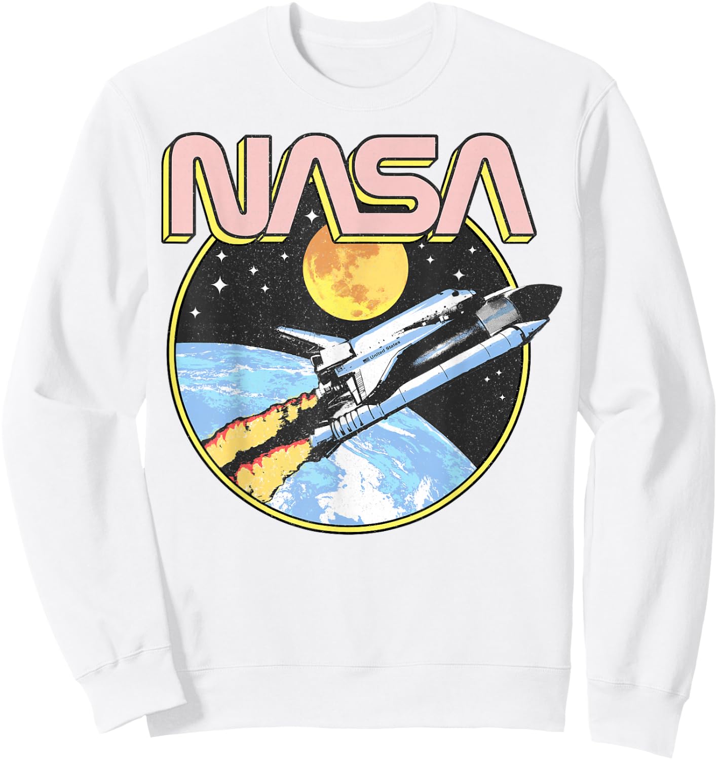 NASA Retro Shuttle Over the Earth Sweatshirt - Sweatshirt | White