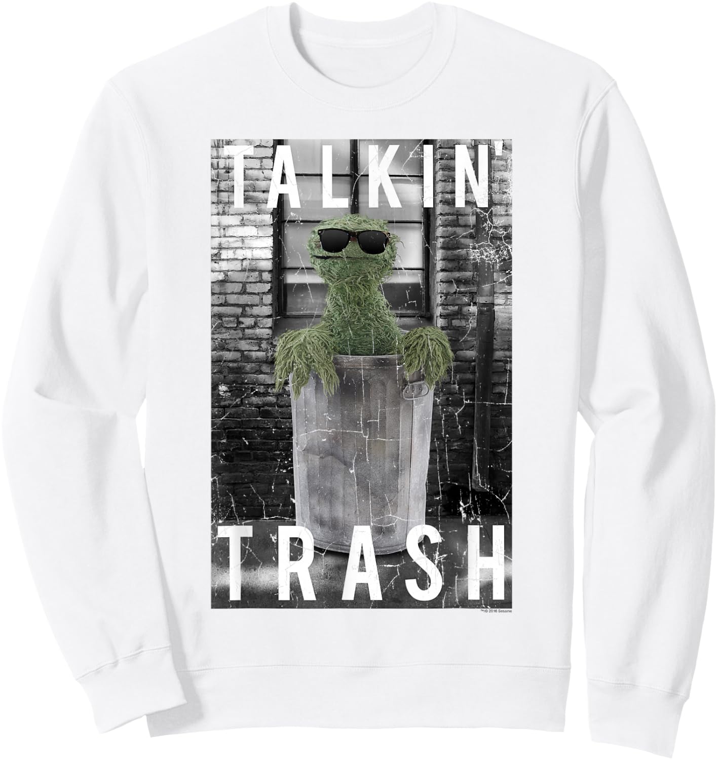 Sesame Street Oscar The Grouch Talkin' Trash Sweatshirt - Sweatshirt | White
