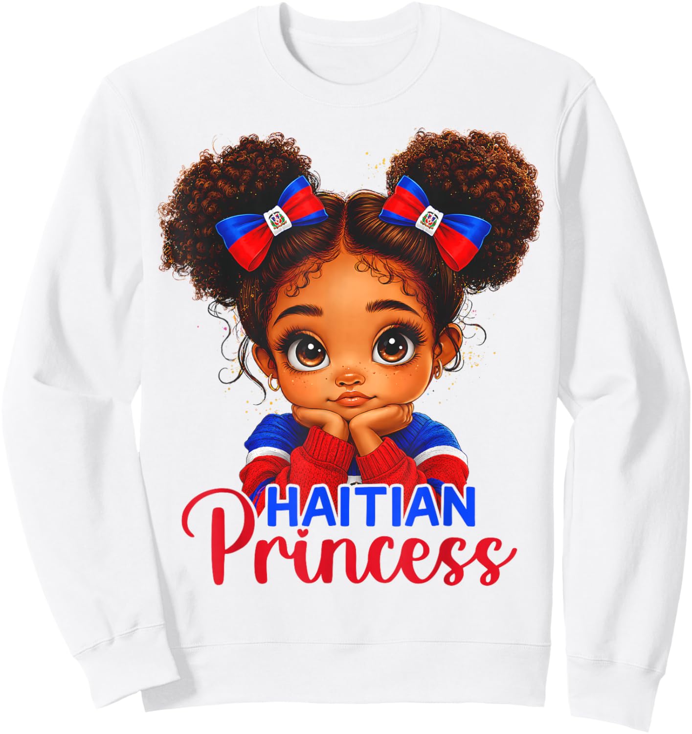 Haitian Princess Haiti Flag Day Melanin Girls Kids Toddlers Sweatshirt - Sweatshirt | White